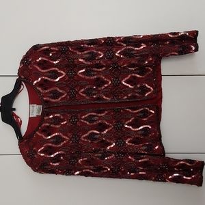 Vintage Stenay Red Sequins & Beaded Jacket Size Extra Large
